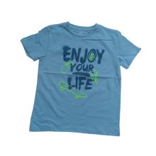 تیشرت آستین کوتاه پسرانه پنبه‌ای برند فانتزی (Fantasy) رنگ آبی طرح Enjoy Your Life