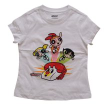 تیشرت آستین کوتاه دخترانه سفید طرح دختران پاورپاف (Powerpuff Girls) آمریکا مناسب ۴ تا ۱۲ سال