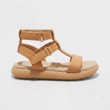 صندل دخترانه کت اند جک Cat & Jack آمریکا مدل بنددار چسبی رنگ عسلی