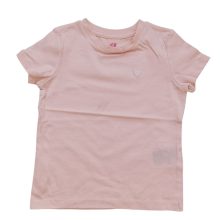تیشرت دخترانه آستین کوتاه صورتی روشن طرح قلب گلدوزی برند اچ اند ام (H&M) سوئد
