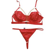 ست لباس زیر زنانه قرمز زنجیردار فانتزی با شورت لامبادا RSLOVE آمریکا