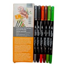 پک ماژیک آبرنگی و دو سر کرهلندو (Crelando) آلمان - بسته ۶ عددی (مدل طبیعت / طیف خاکی و سبز)